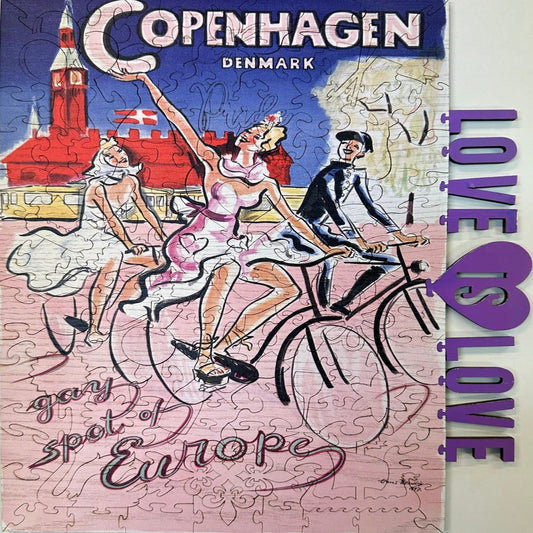 Copenhagen Denmark - Gay Spot of Europe Vintage Poster Puzzle LIMITED EDITION